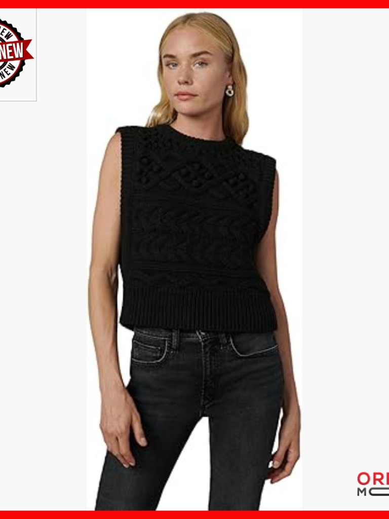 Sleeveless Sweater Vest Chunky Cable Knit Cotton Blend Cropped Fit